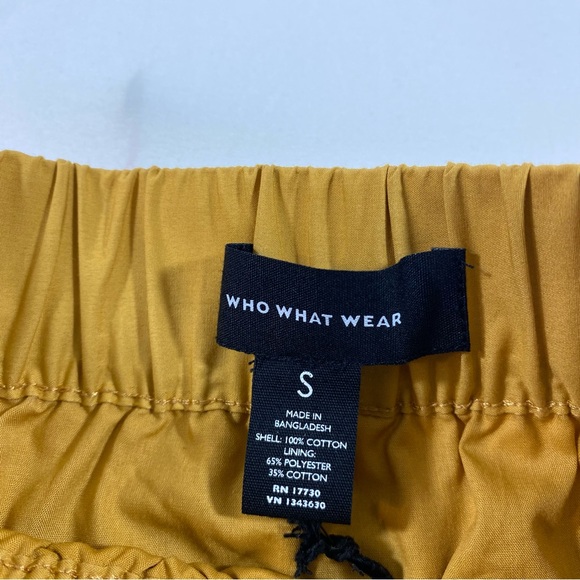 Who what wear Tier Skirt Mustard Women’s Small Midi skirt Elastic waist pockets - Picture 2 of 7